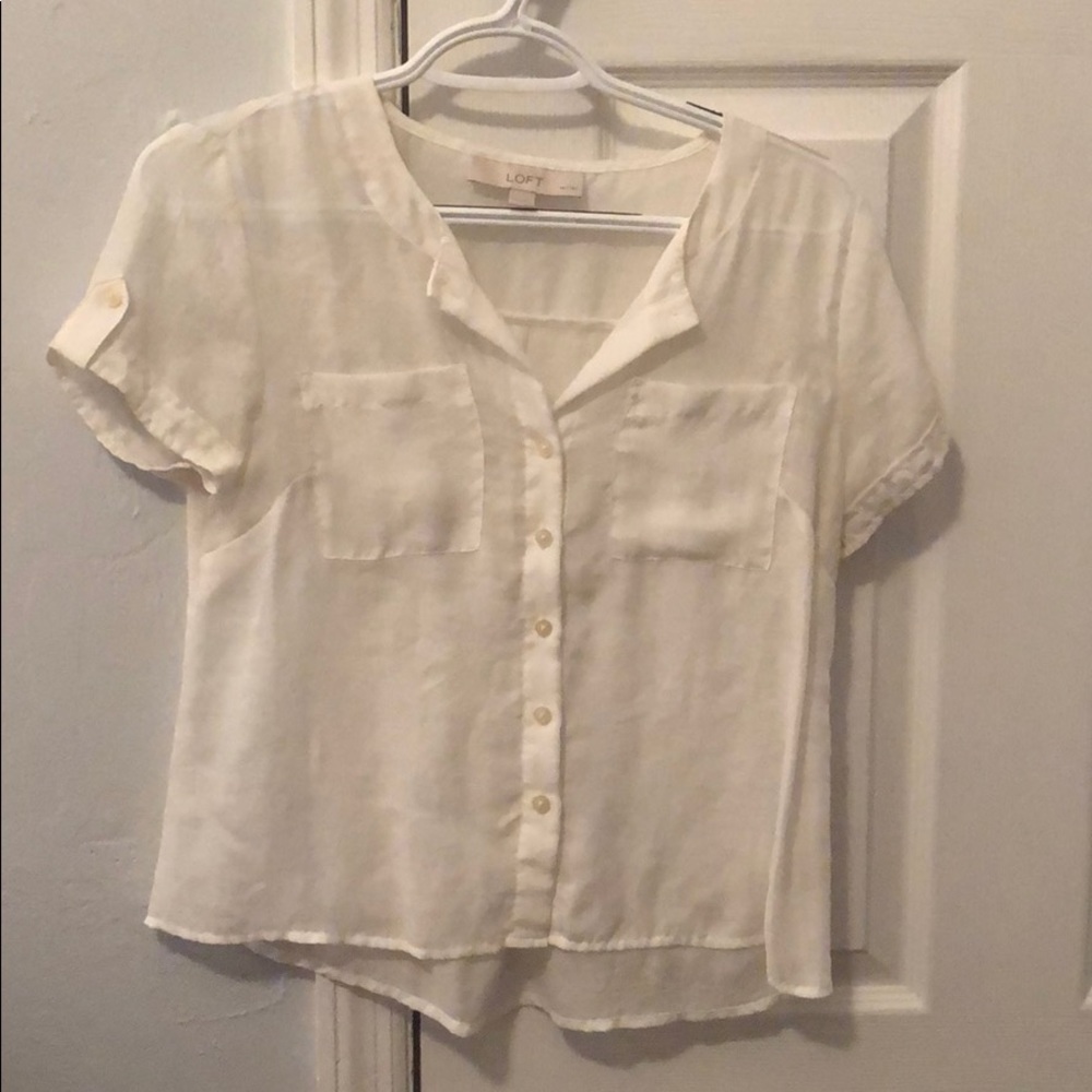 LOFT sheer button down size Small